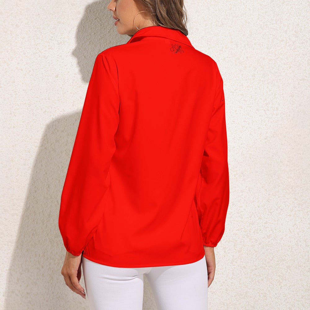 Haut chemise à manches longues porté de dos colorie rouge