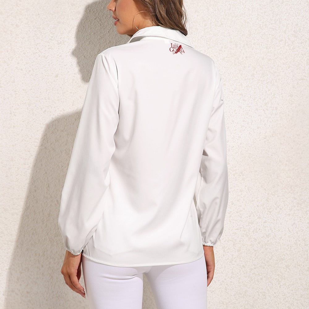 Haut chemise à manches longues porté de dos colorie blanc
