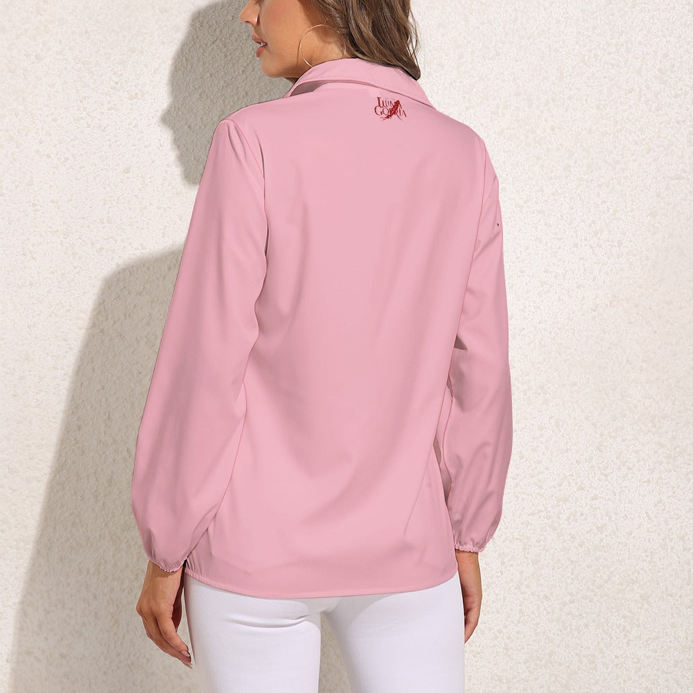 Haut chemise à manches longues porté de dos colorie rose