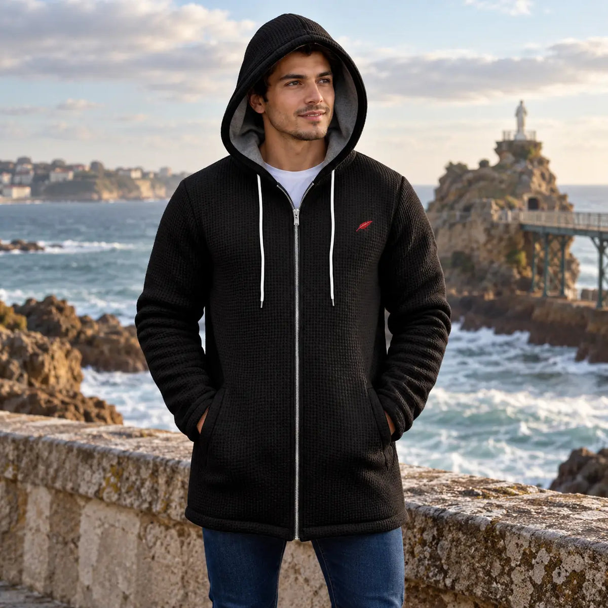 Veste polaire zippée à capuche pour homme – Chaleur, confort & style