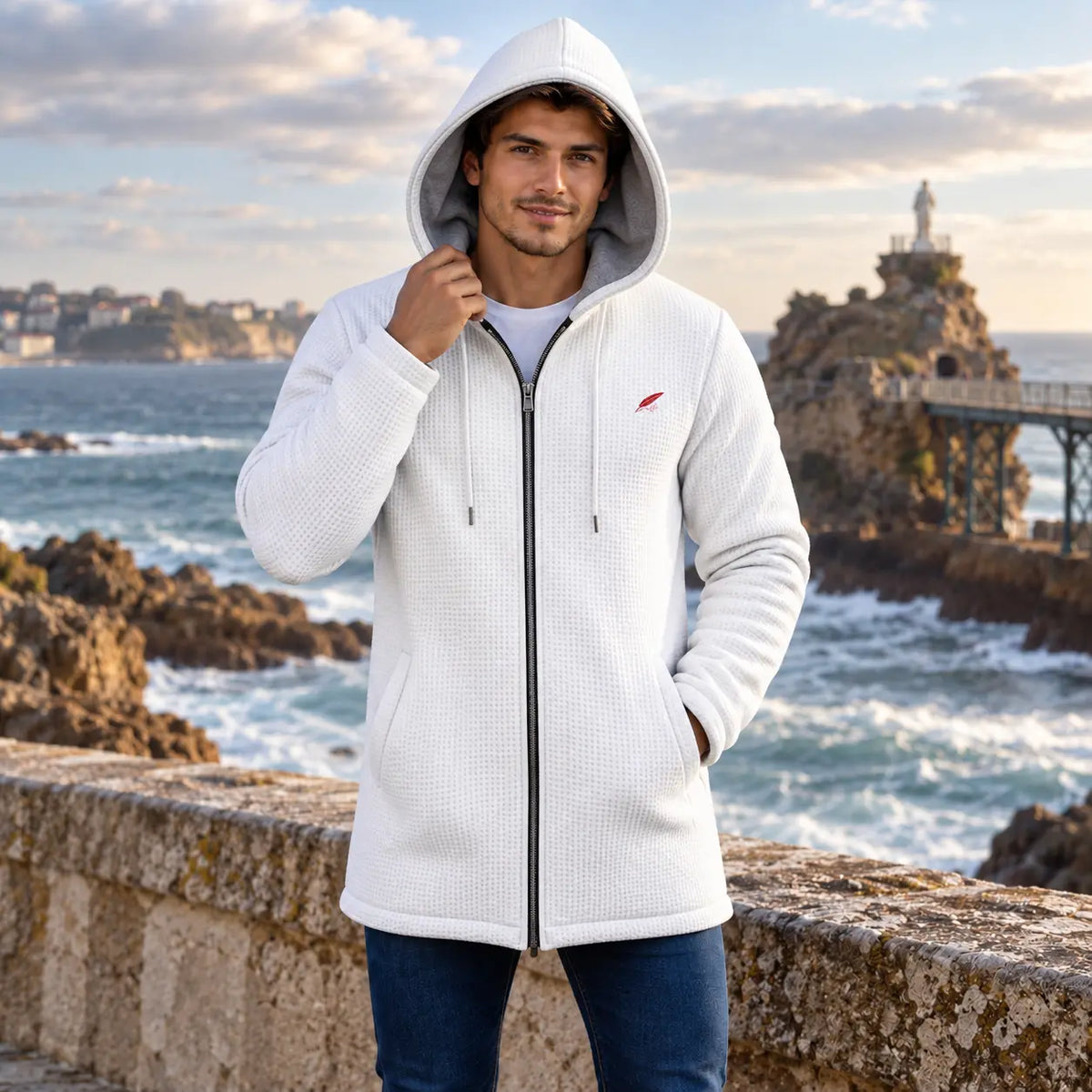 Veste polaire zippée à capuche pour homme – Chaleur, confort & style