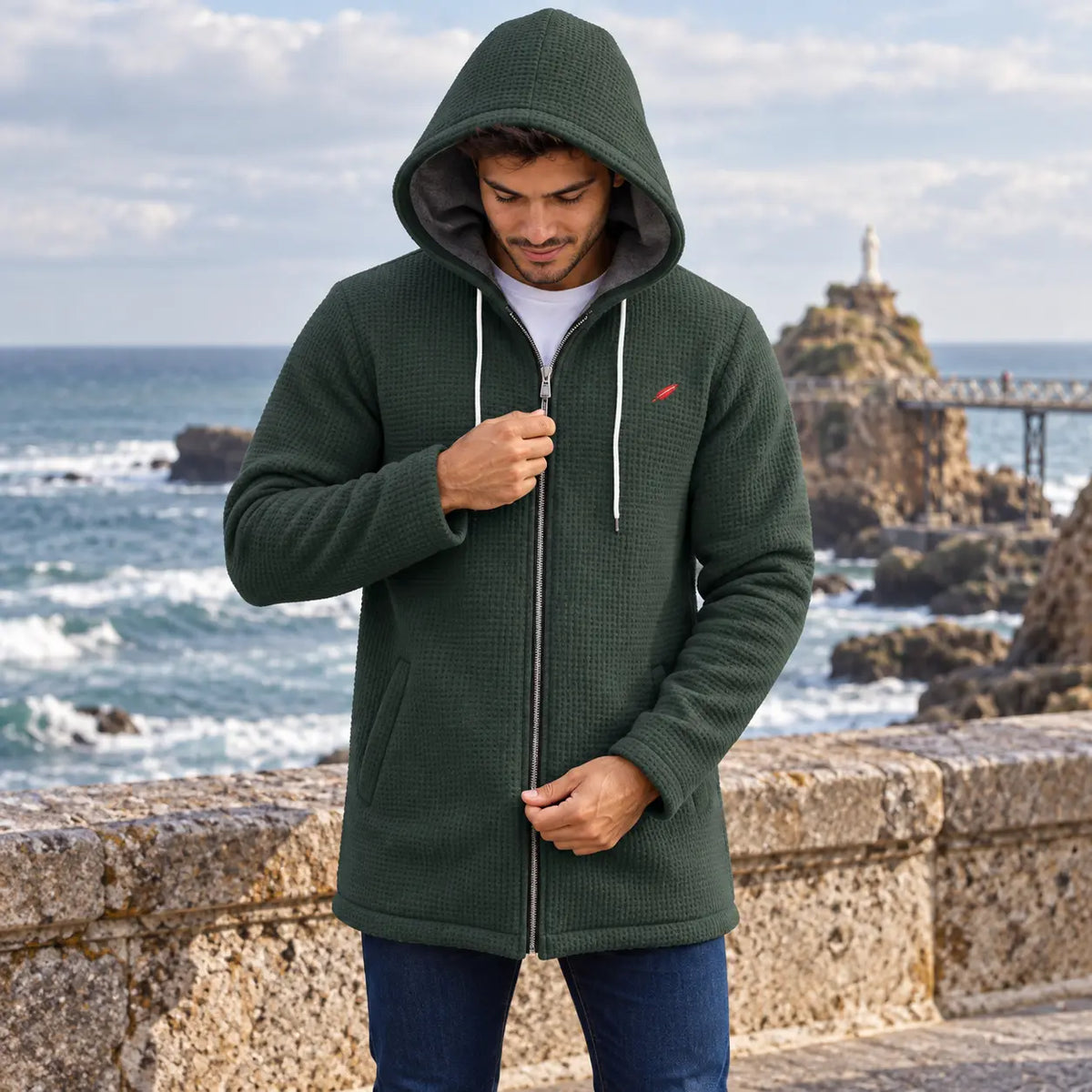 Veste polaire zippée à capuche pour homme – Chaleur, confort & style