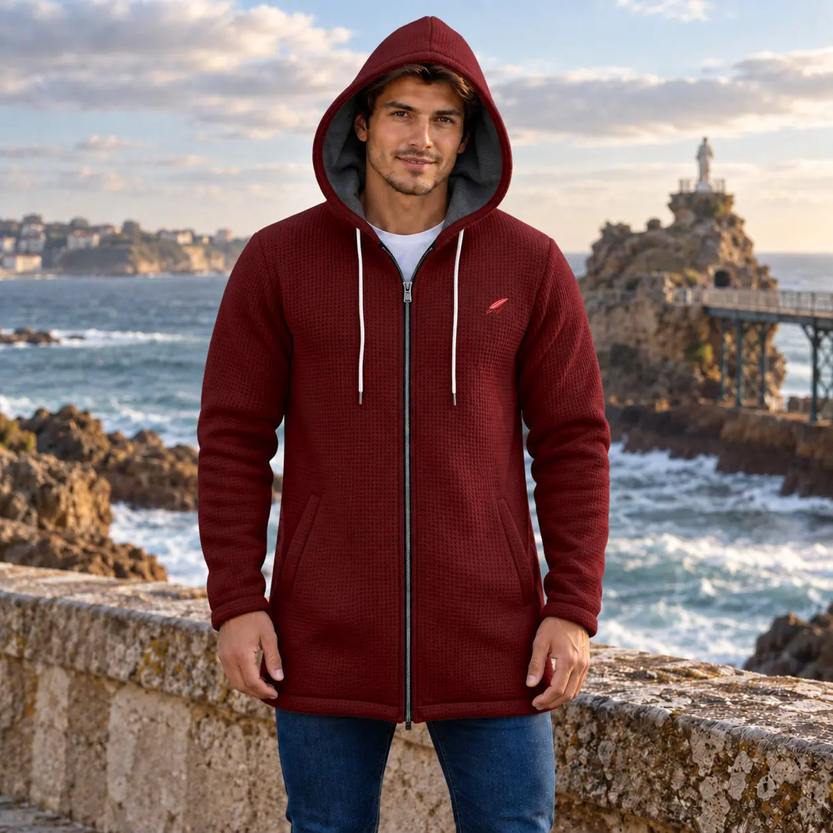 Veste polaire zippée à capuche pour homme – Chaleur, confort & style