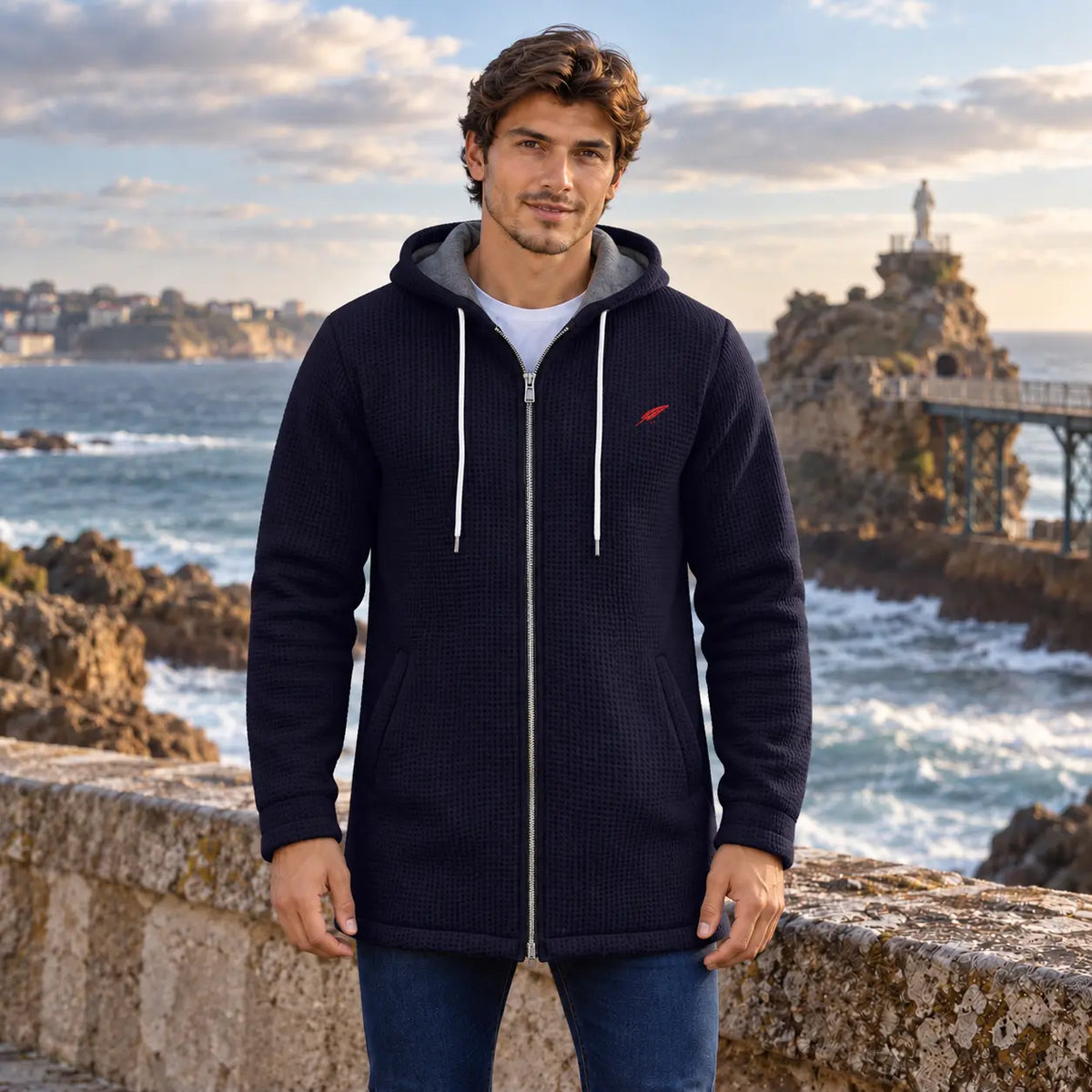 Veste polaire zippée à capuche pour homme – Chaleur, confort & style
