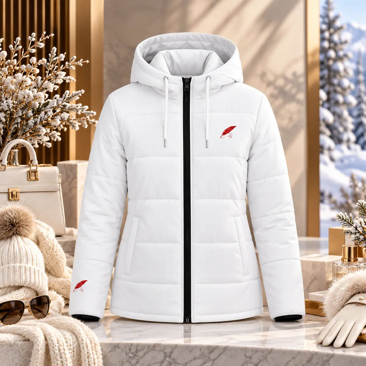 Veste chaude matelassée à capuche pour femme – Protection, chaleur & confort