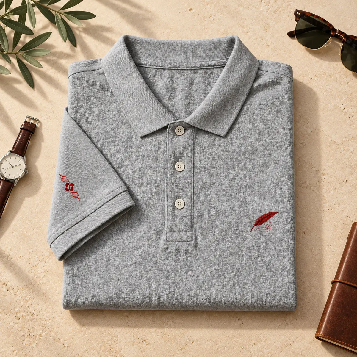 Polo épais en coton brodé pour homme – Élégance & confort