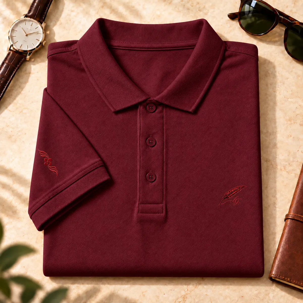 Polo épais en coton brodé pour homme – Élégance & confort