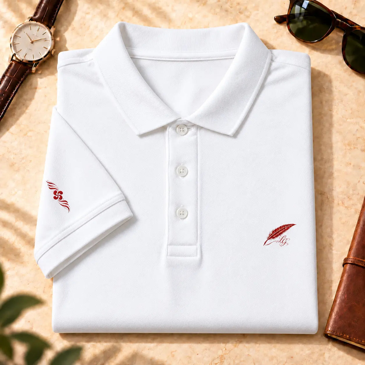 Polo épais en coton brodé pour homme – Élégance & confort
