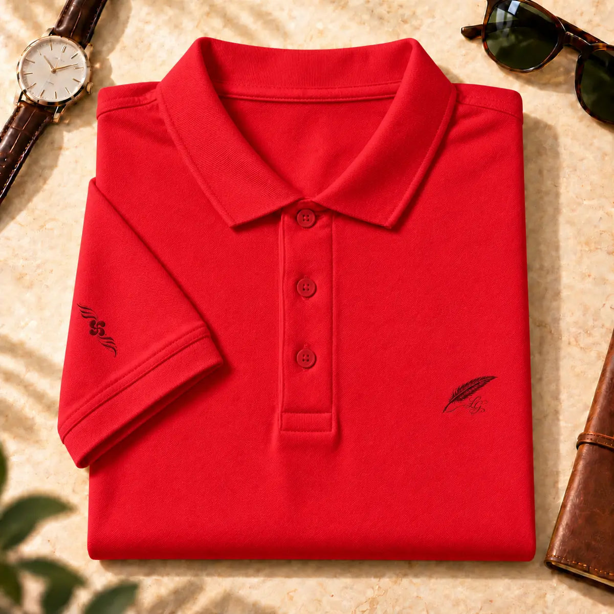 Polo épais en coton brodé pour homme – Élégance & confort