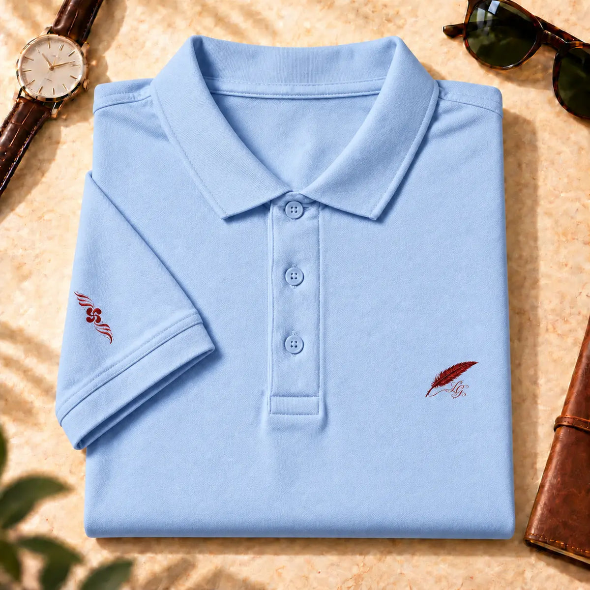 Polo épais en coton brodé pour homme – Élégance & confort