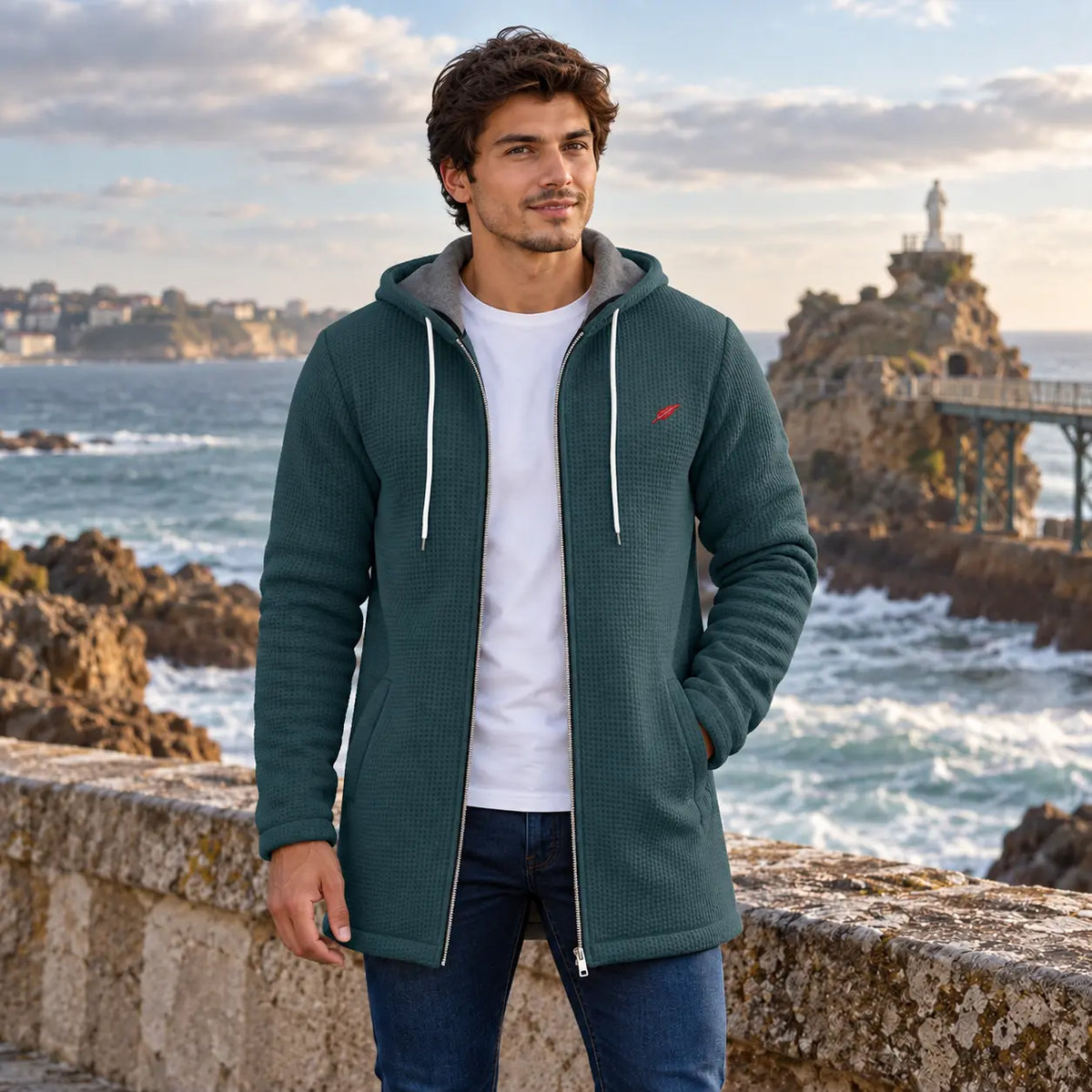 Veste polaire zippée à capuche pour homme – Chaleur, confort & style