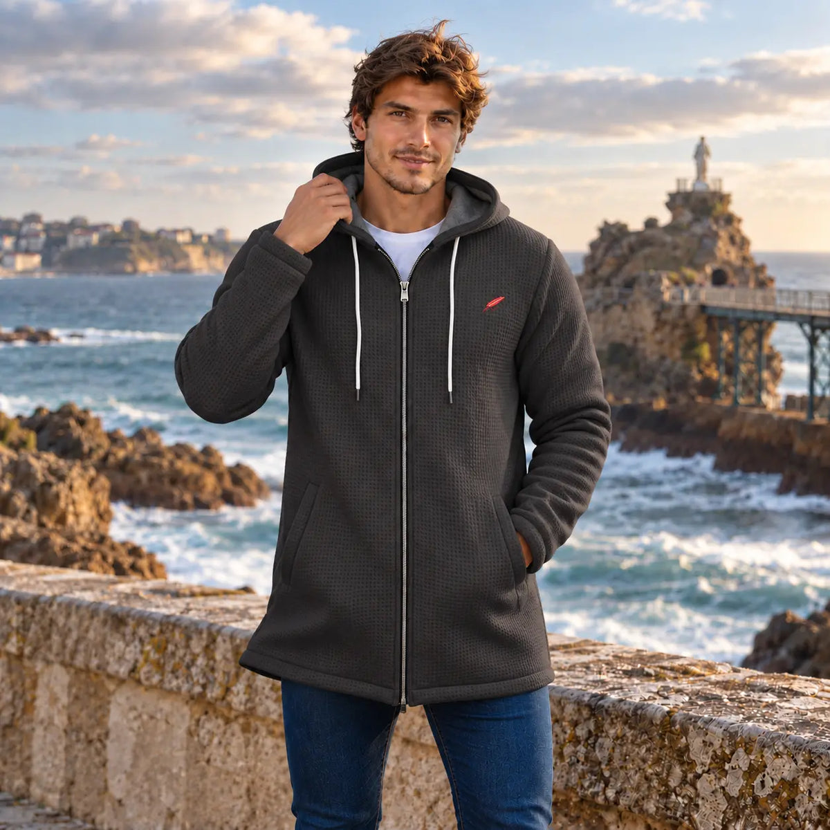 Veste polaire zippée à capuche pour homme – Chaleur, confort & style
