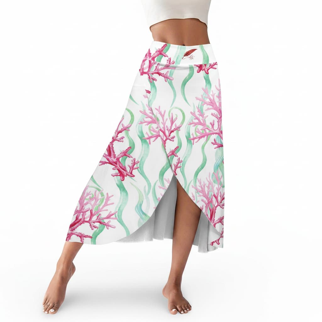 Jupe midi fendue taille haute avec short intégré – Élégance à motifs