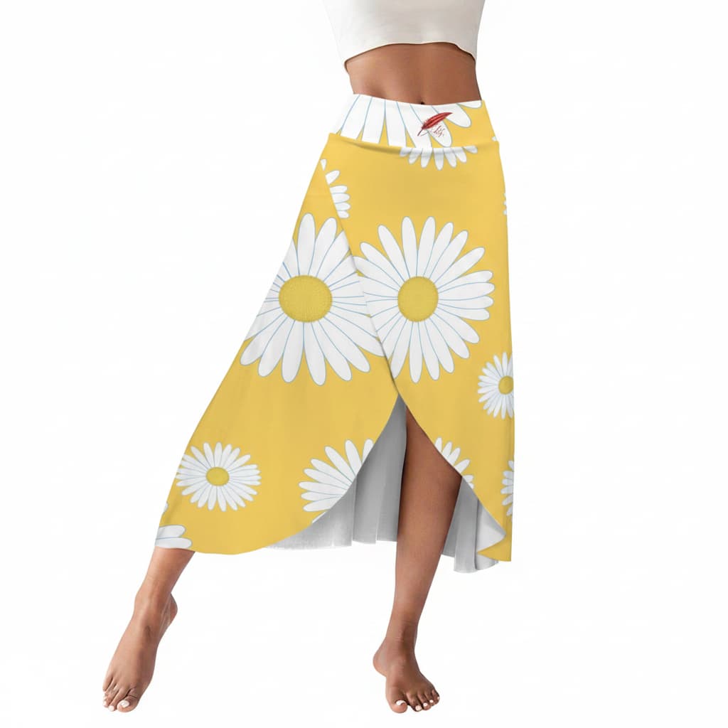 Jupe midi fendue taille haute avec short intégré – Élégance à motifs
