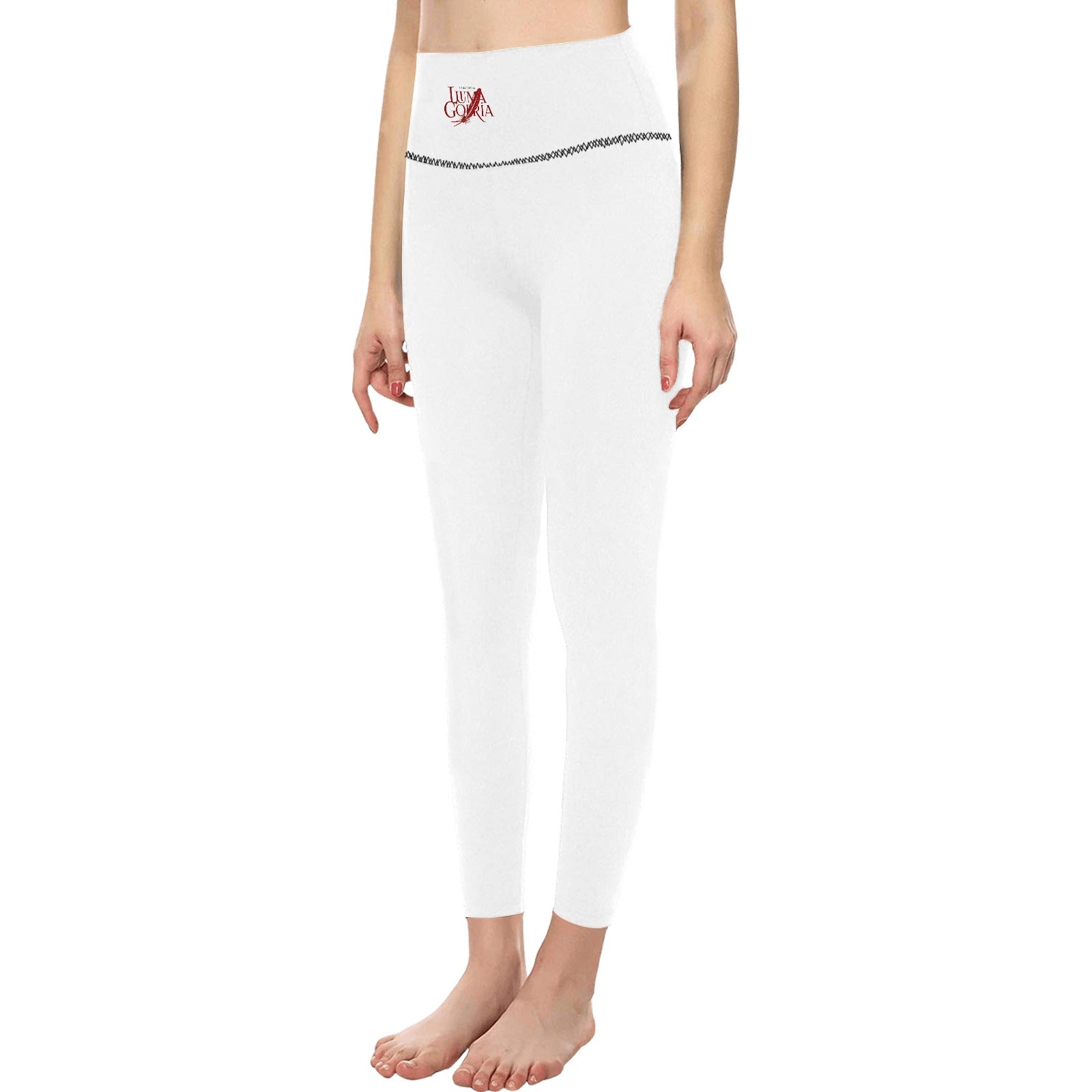 Leggings femme taille haute  porté de face colorie blanc