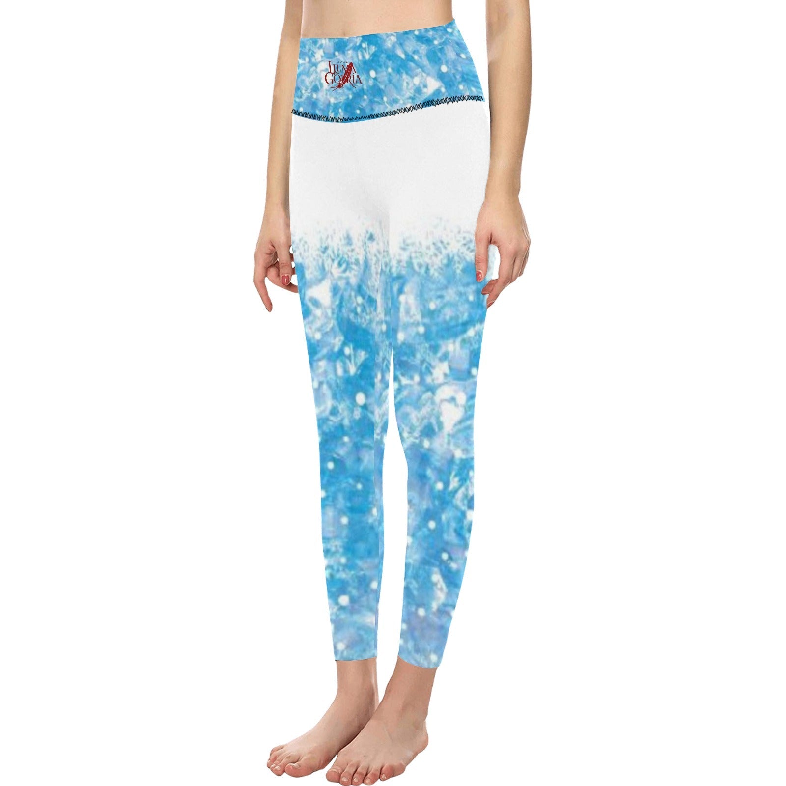 Leggings femme taille haute  porté de face couleur bleu dégradé