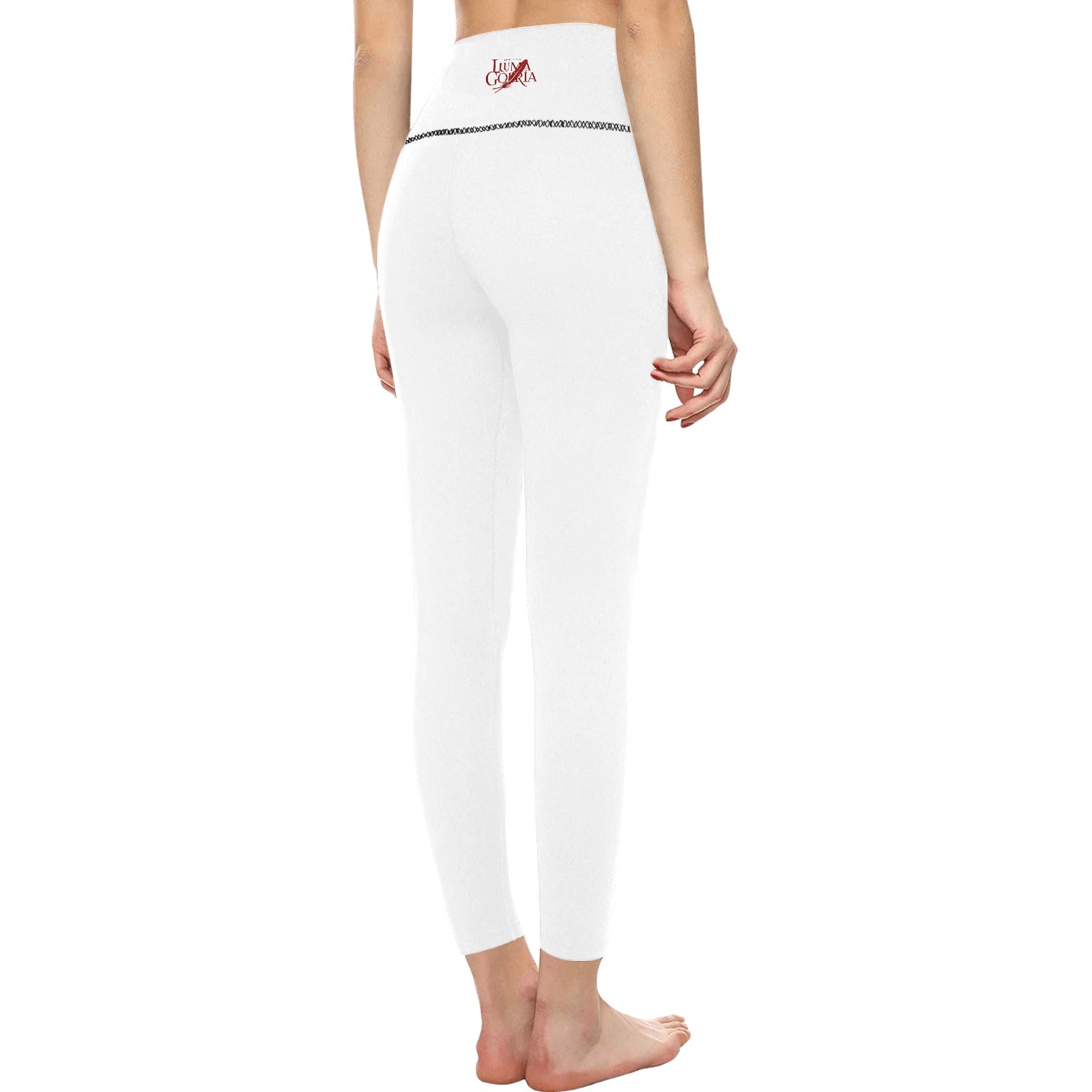 Leggings femme taille haute  porté de dos colorie blanc
