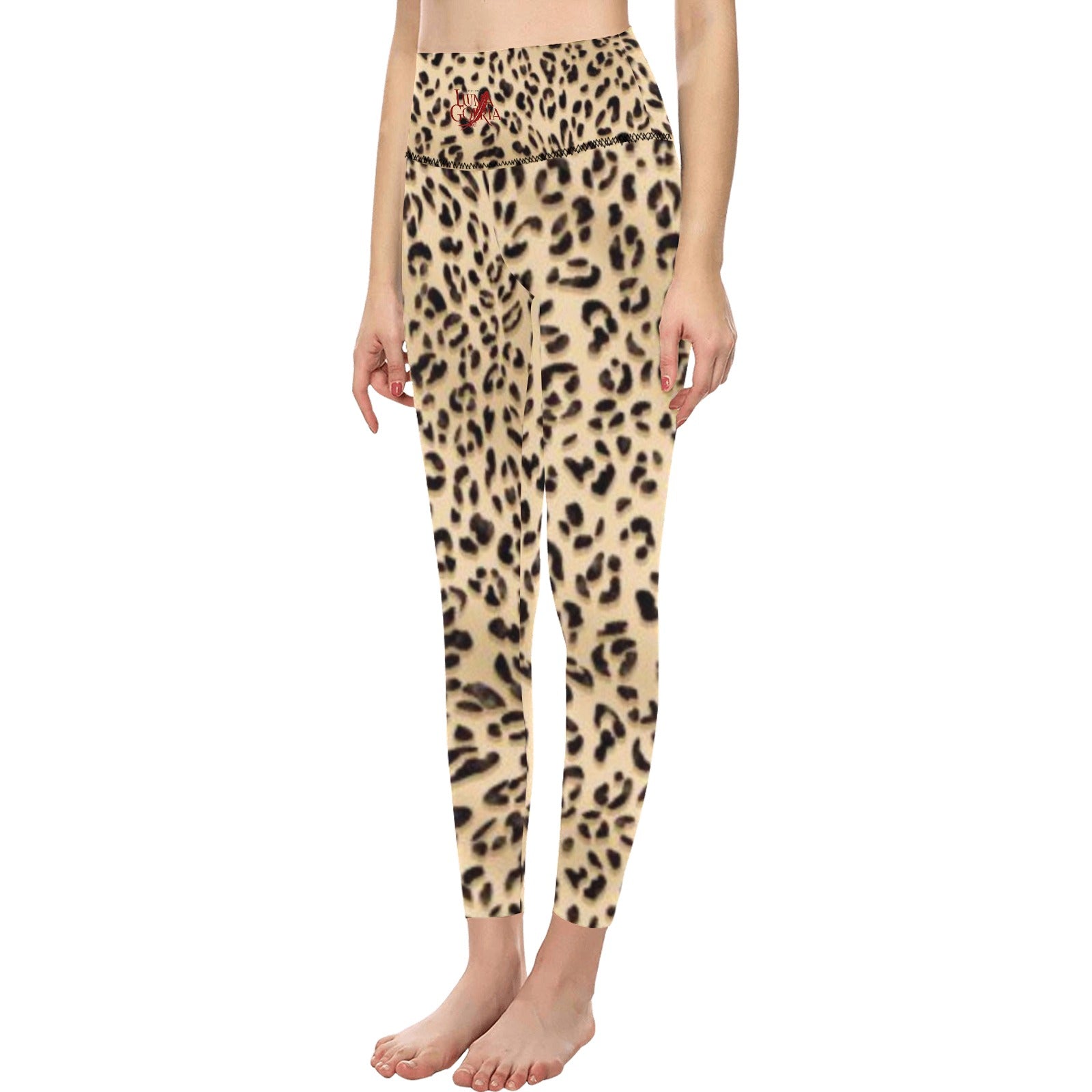 Leggings femme taille haute  porte de face léopard clair