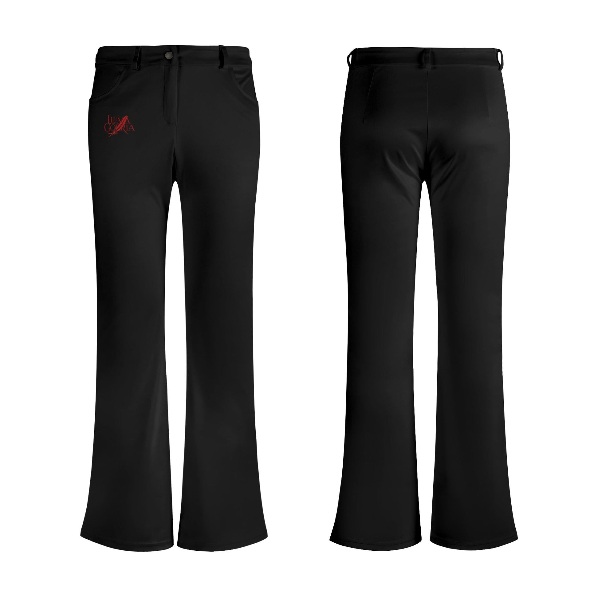 Pantalon évasé femme non porté de face et de dos colorie noir