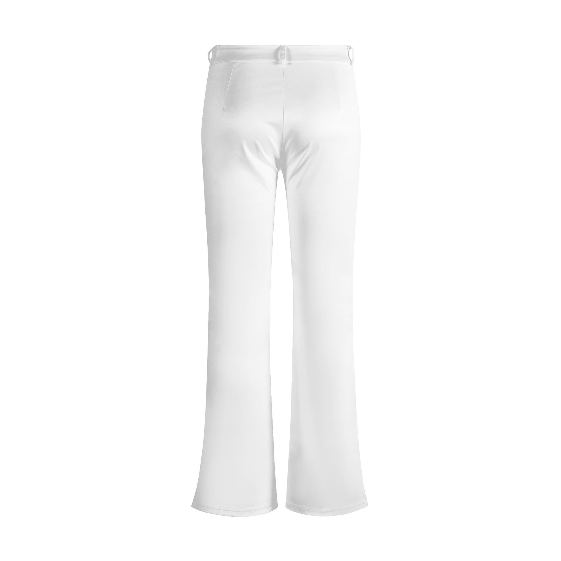 Pantalon évasé femme non porté de dos colorie blanc