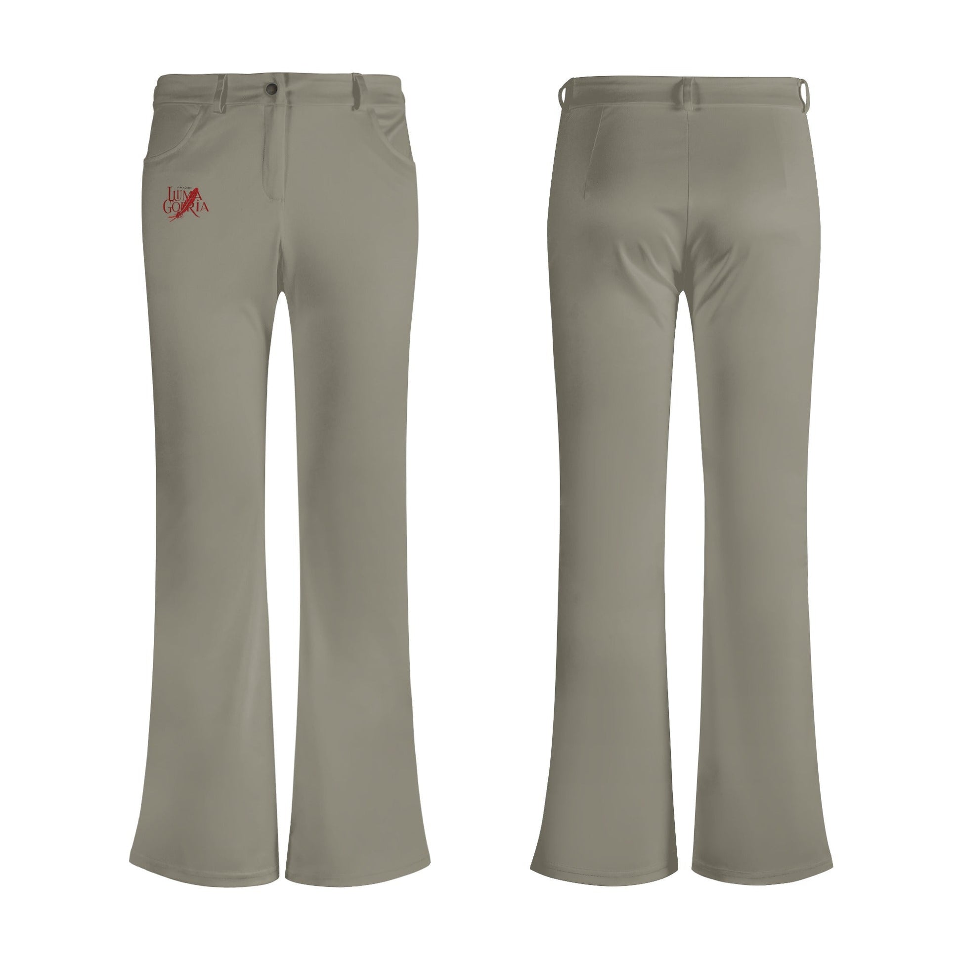 Pantalon évasé femme  non porté de face et de dos colorie gris 