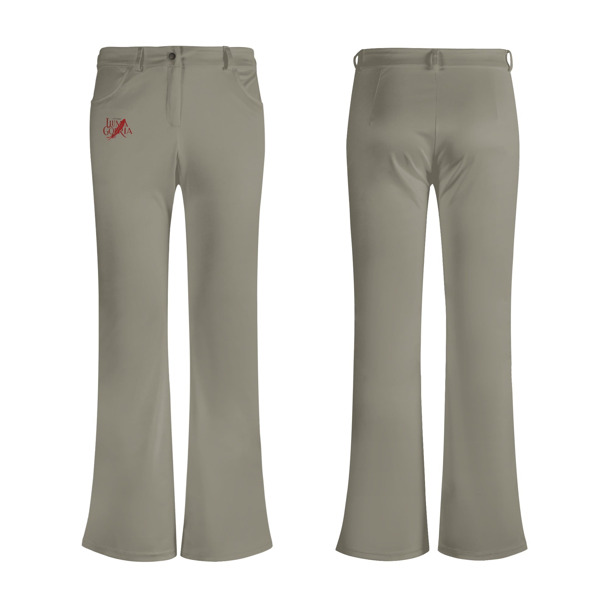 Pantalon évasé femme  non porté de face et de dos colorie gris 