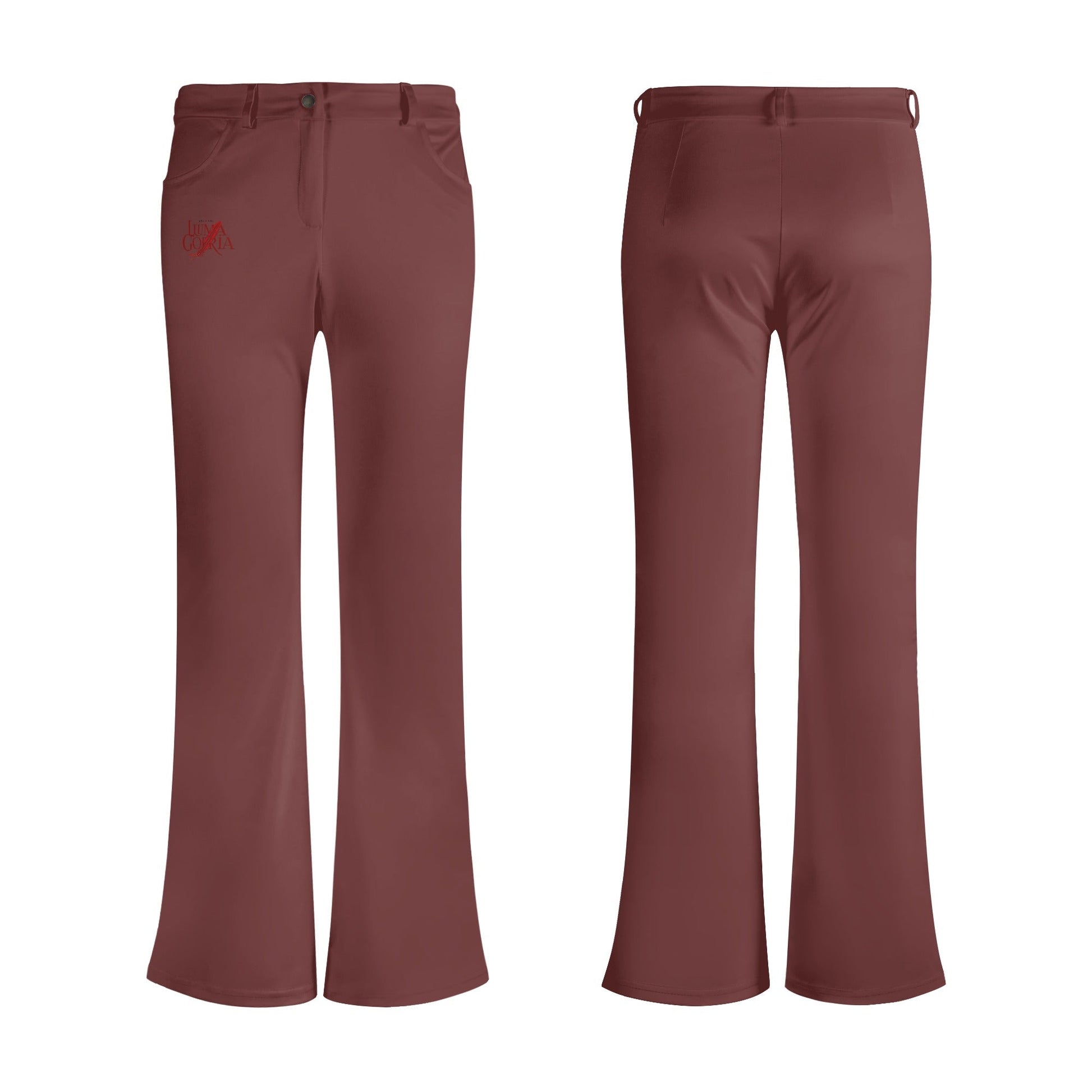 Pantalon évasé femme non porté de face et de dos colorie violet