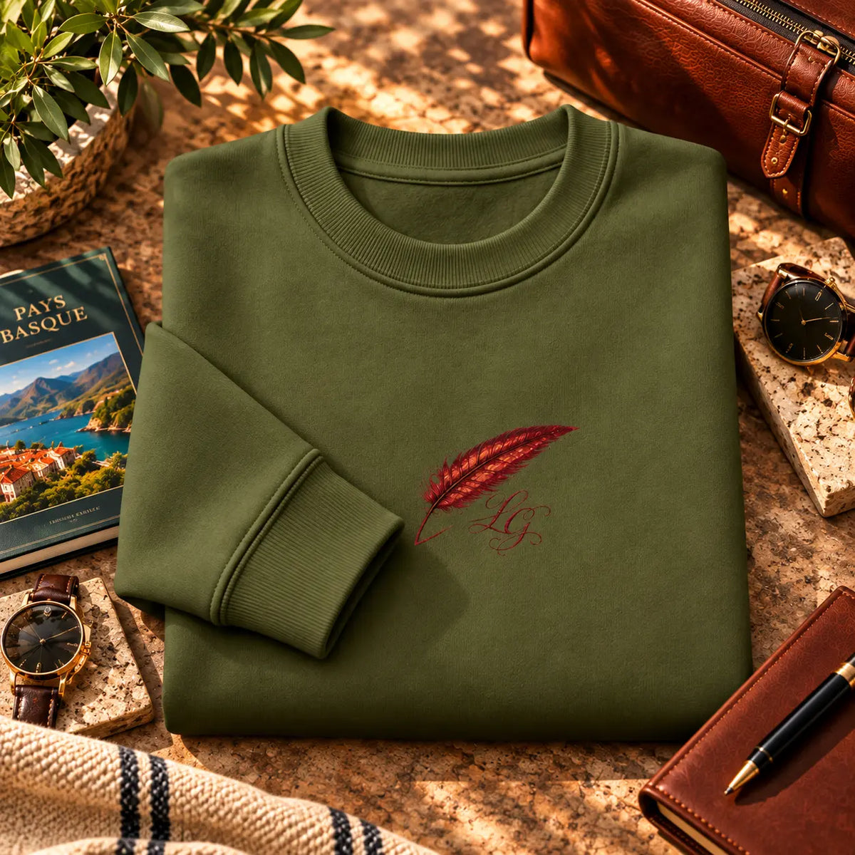 Sweat-shirt épais à col rond pour homme Brodé – Confort & style streetwear