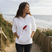 Sweat à capuche en velours chaud pour  femme porter de face couleur blanc