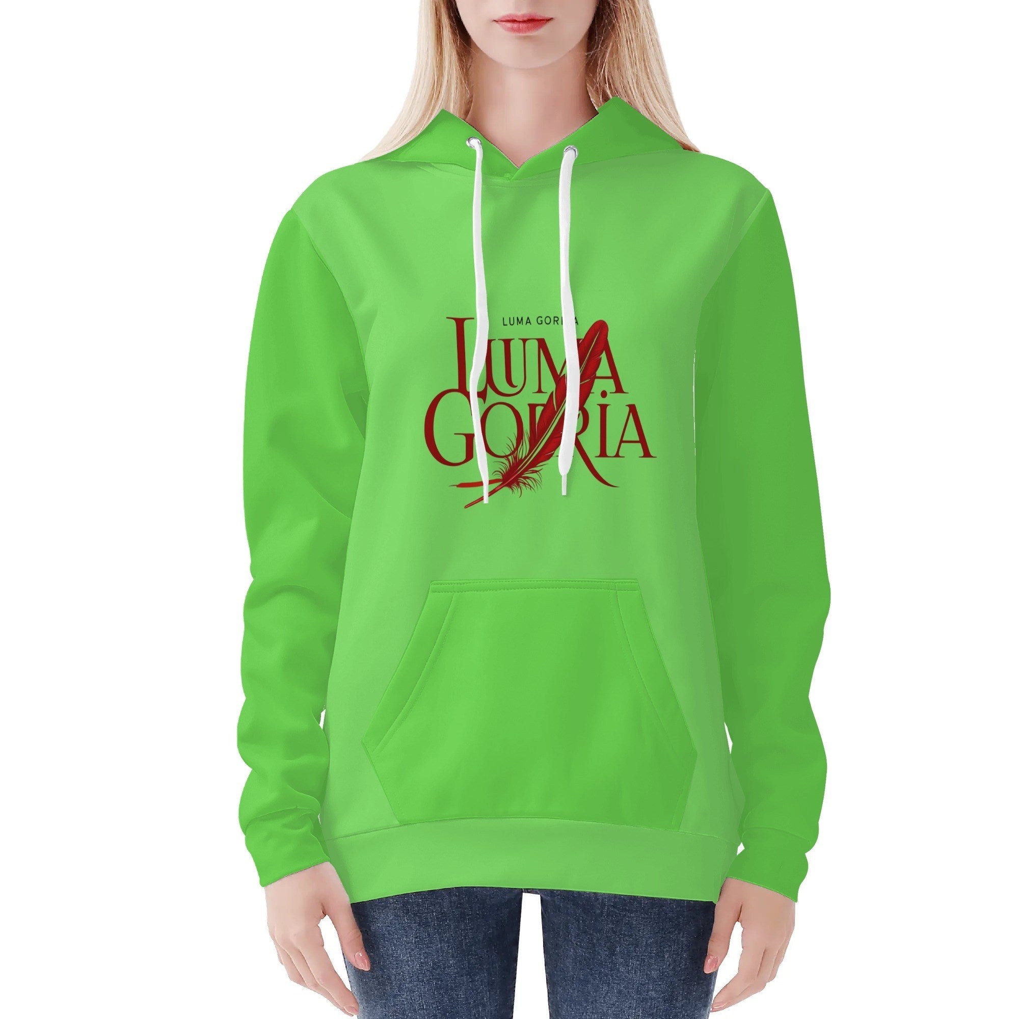 Sweat à capuche femme  porté de face colorie vert