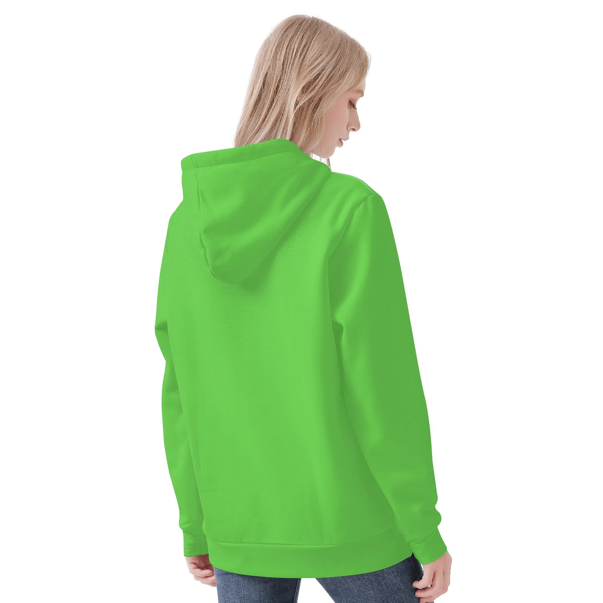 Sweat à capuche femme  porté de dos colorie vert