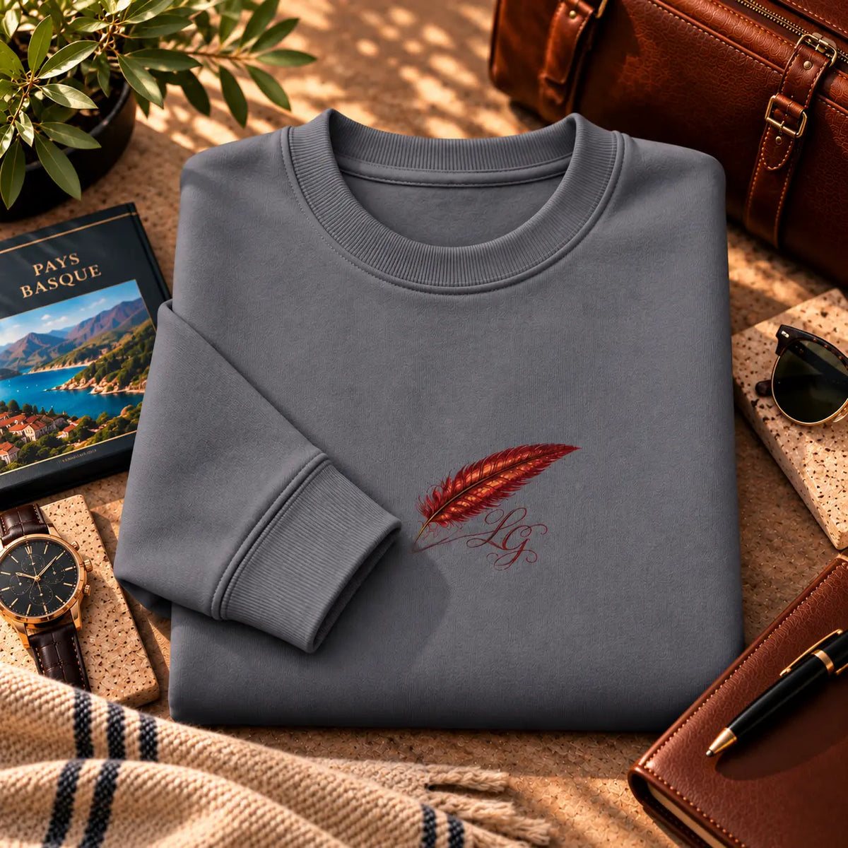 Sweat-shirt épais à col rond pour homme Brodé – Confort & style streetwear