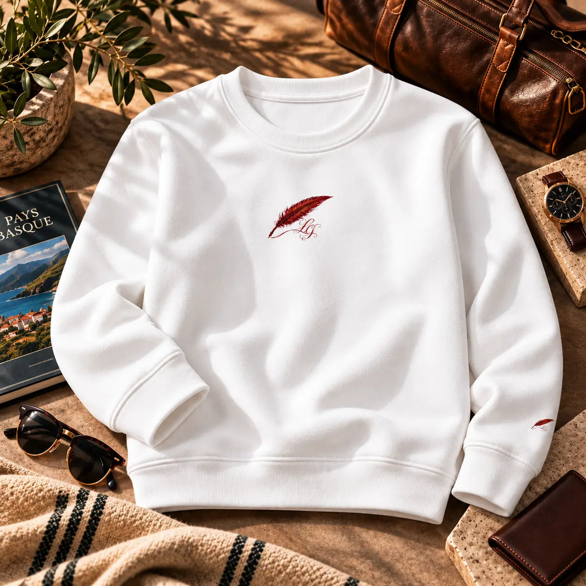 Sweat-shirt épais à col rond pour homme Brodé – Confort & style streetwear