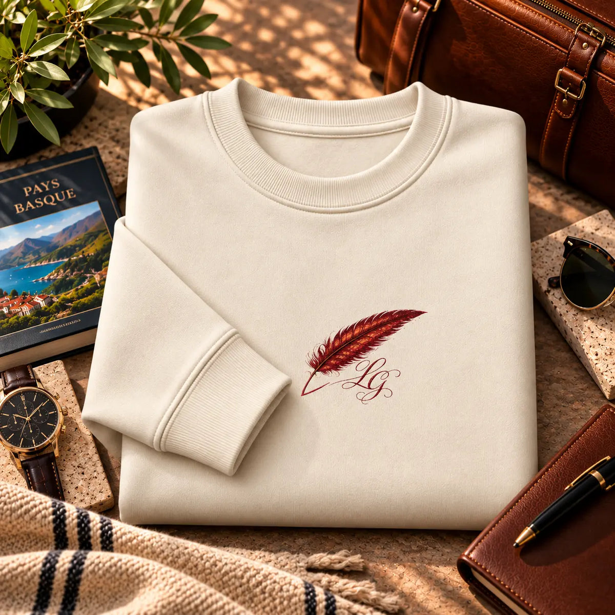 Sweat-shirt épais à col rond pour homme Brodé – Confort & style streetwear