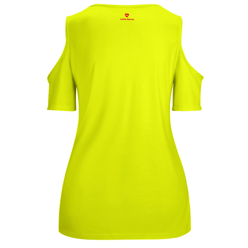 T-shirt Femme Col Rond – Confortable, Chic et Polyvalent-de dos non portè-colorie jaune