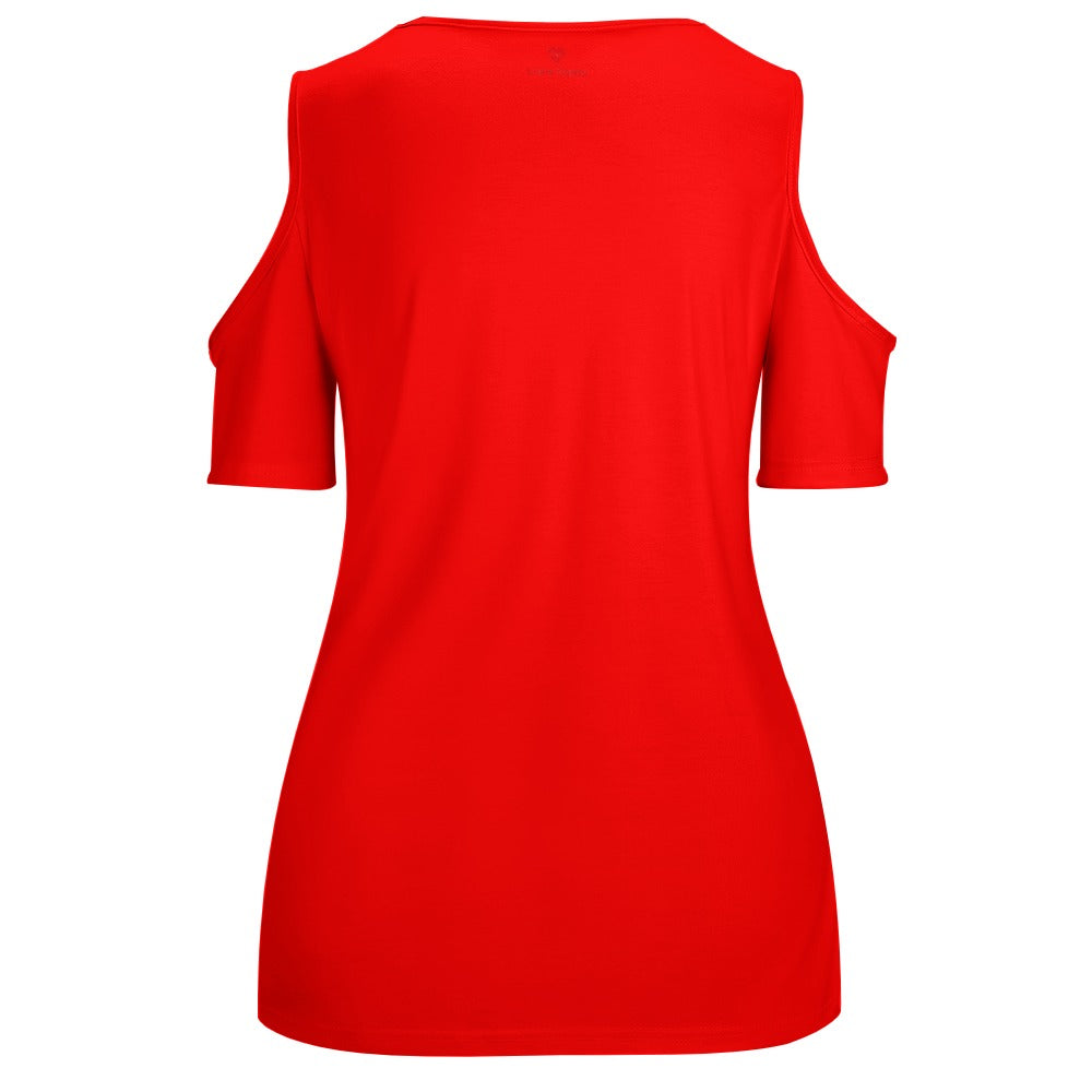 T-shirt Femme Col Rond – Confortable, Chic et Polyvalent-de dos non portè-colorie rouge