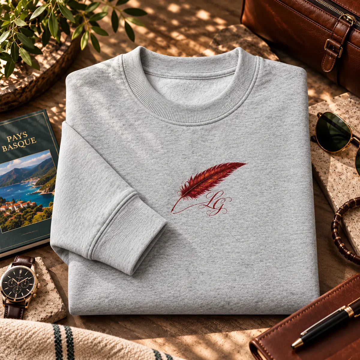 Sweat-shirt épais à col rond pour homme Brodé – Confort & style streetwear