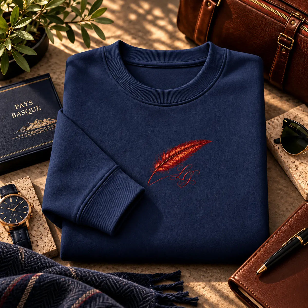 Sweat-shirt épais à col rond pour homme Brodé – Confort & style streetwear