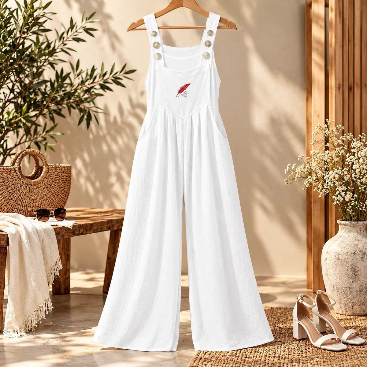 Combinaison salopette à jambes larges pour femme – Confort, liberté & style estival