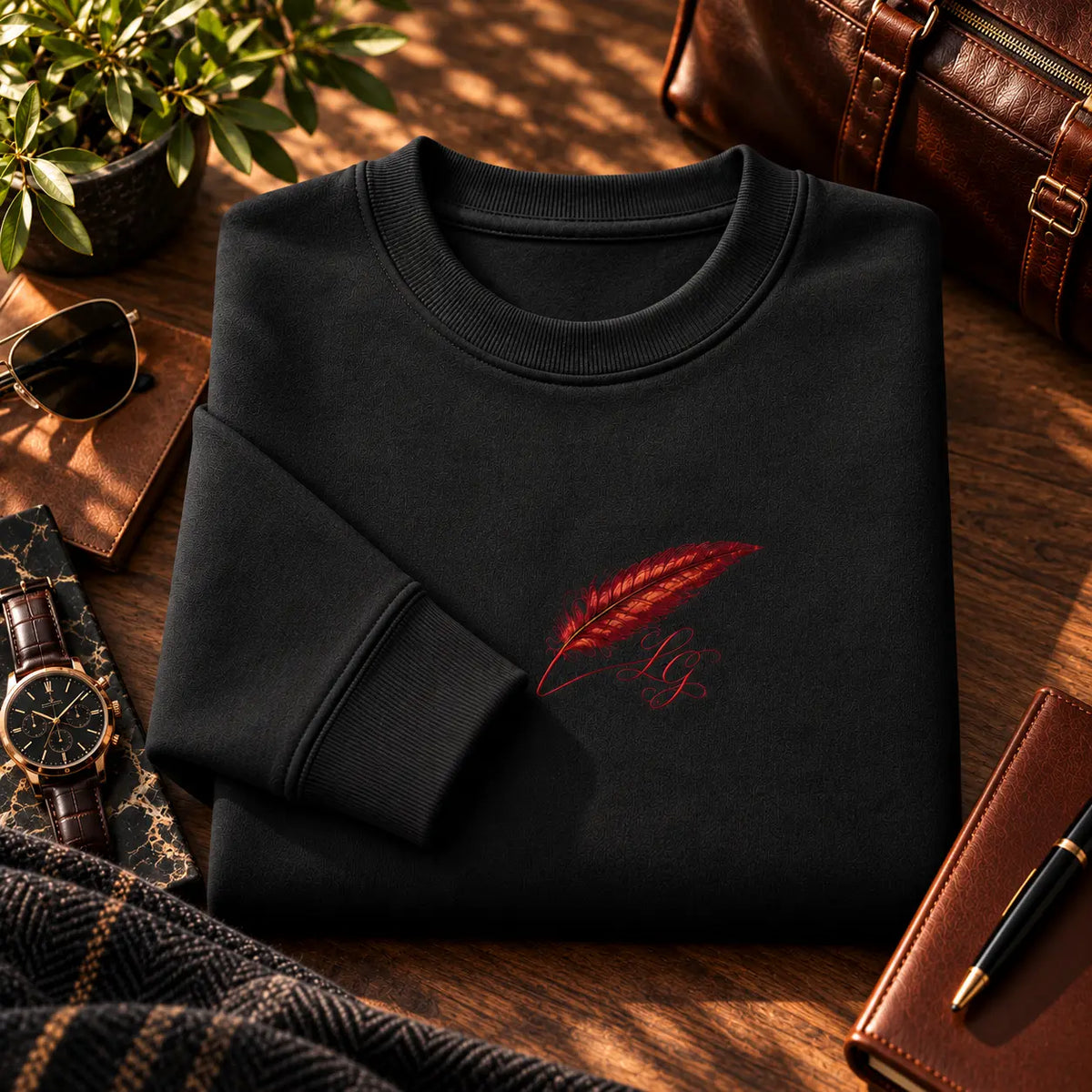 Sweat-shirt épais à col rond pour homme Brodé – Confort & style streetwear
