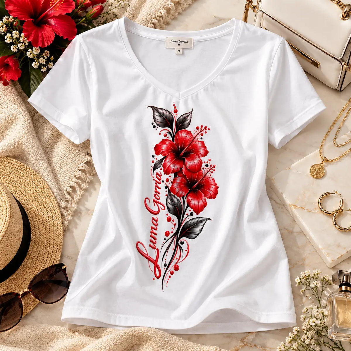 T-shirt col V à manches courtes pour femme – Élégance, douceur & style intemporel