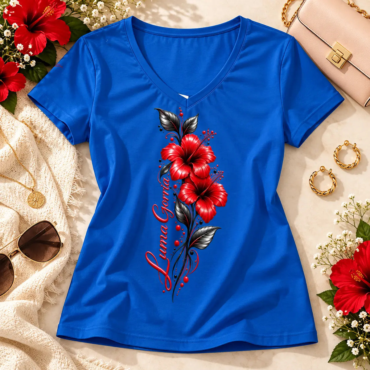 T-shirt col V à manches courtes pour femme – Élégance, douceur & style intemporel