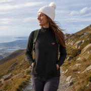 Veste à manches longues avec passe-pouces pour femme porter de face couleur noir