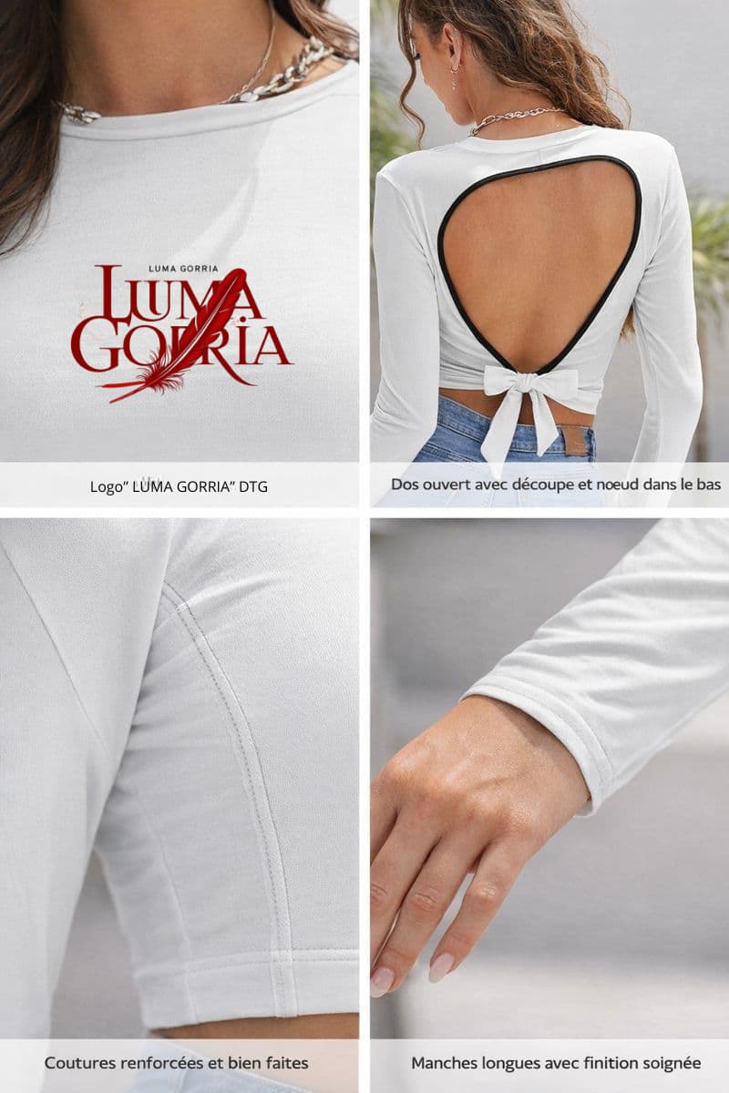 T-shirt femme dos nu- Couleurs unies