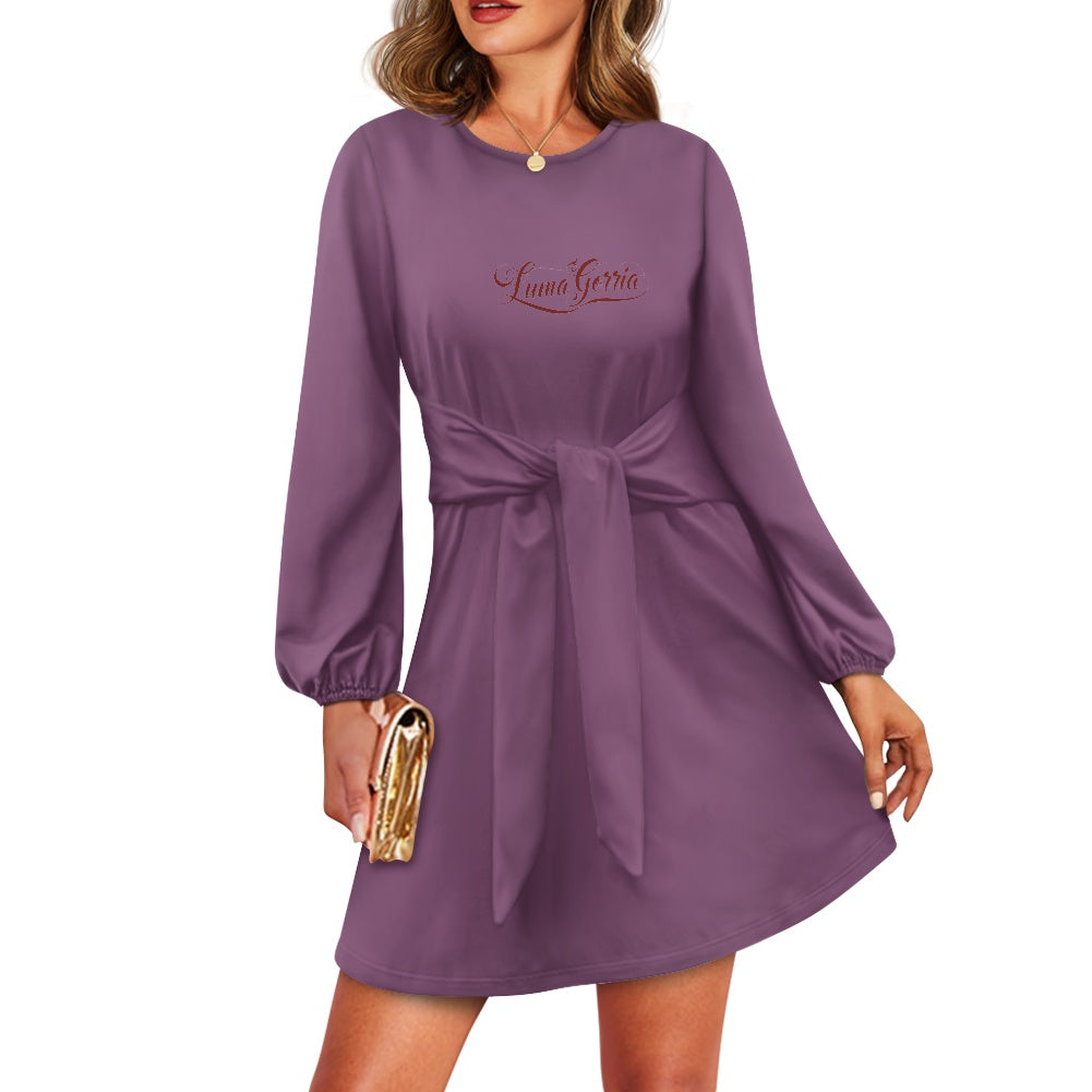 Robe femme manches longues – Ceinture nouée et tissu élastique Luma Gorria vêtement 42.00 robe Luma Gorria vêtement
