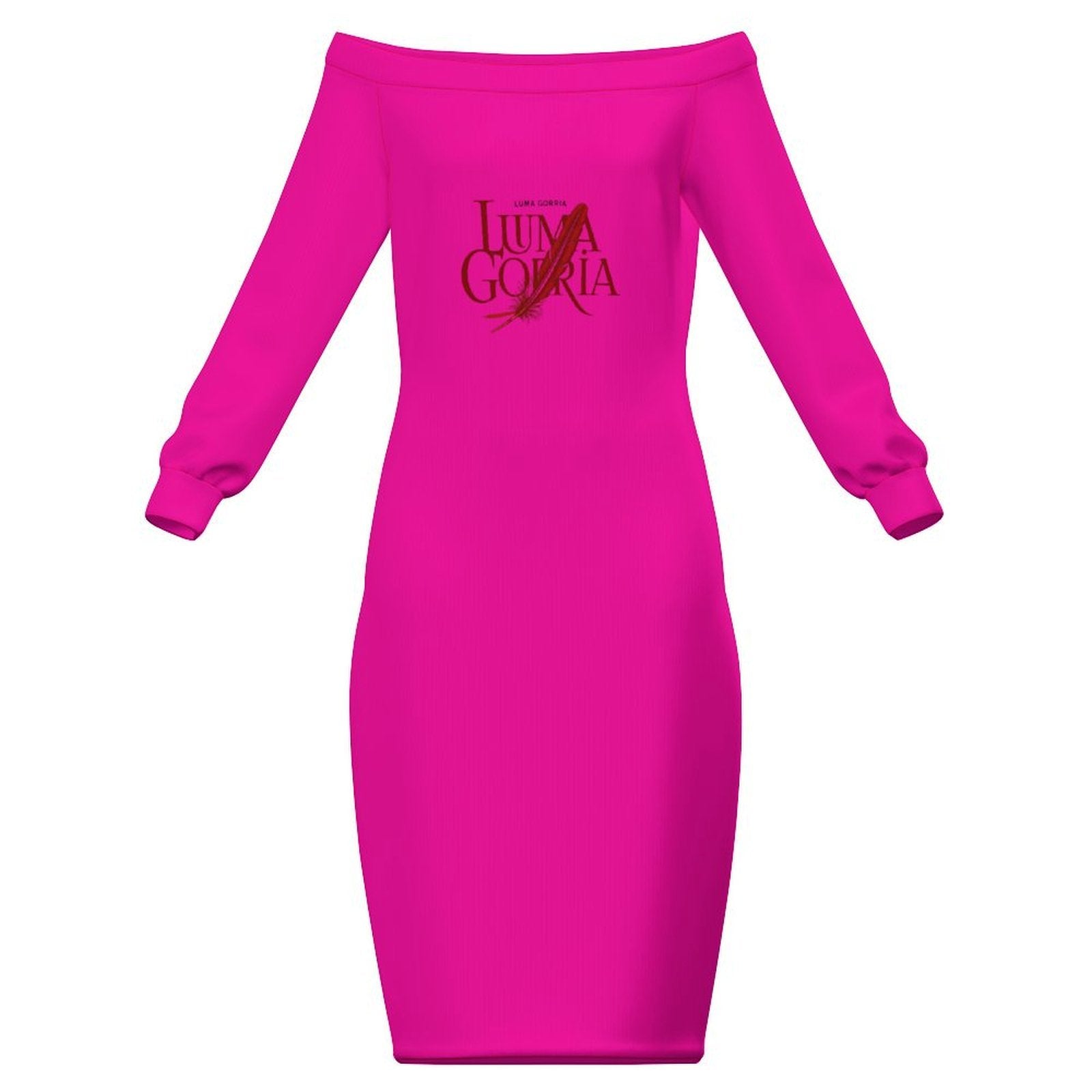 Robe midi moulante épaules dénudées manches longues Luma Gorria vetement  Robe midi moulante épaules dénudées Luma Gorria vêtement