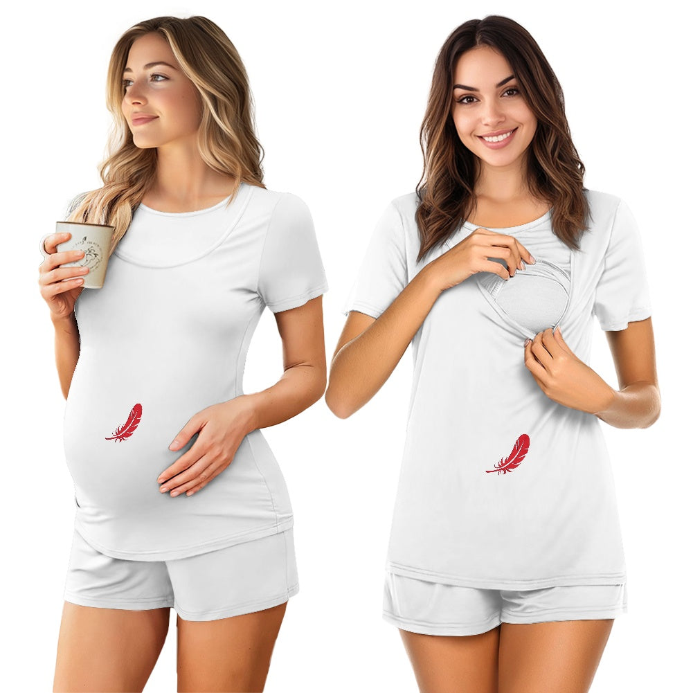 Ensemble grossesse & allaitement t-shirt & short – Confort & praticité