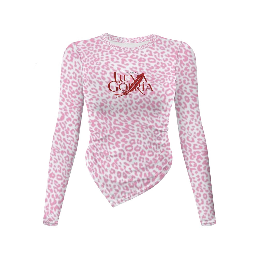 Haut slim à manches longues et col rond, coupe irrégulière Luma Gorria vêtement  haut moulant femme Luma Gorria vêtement