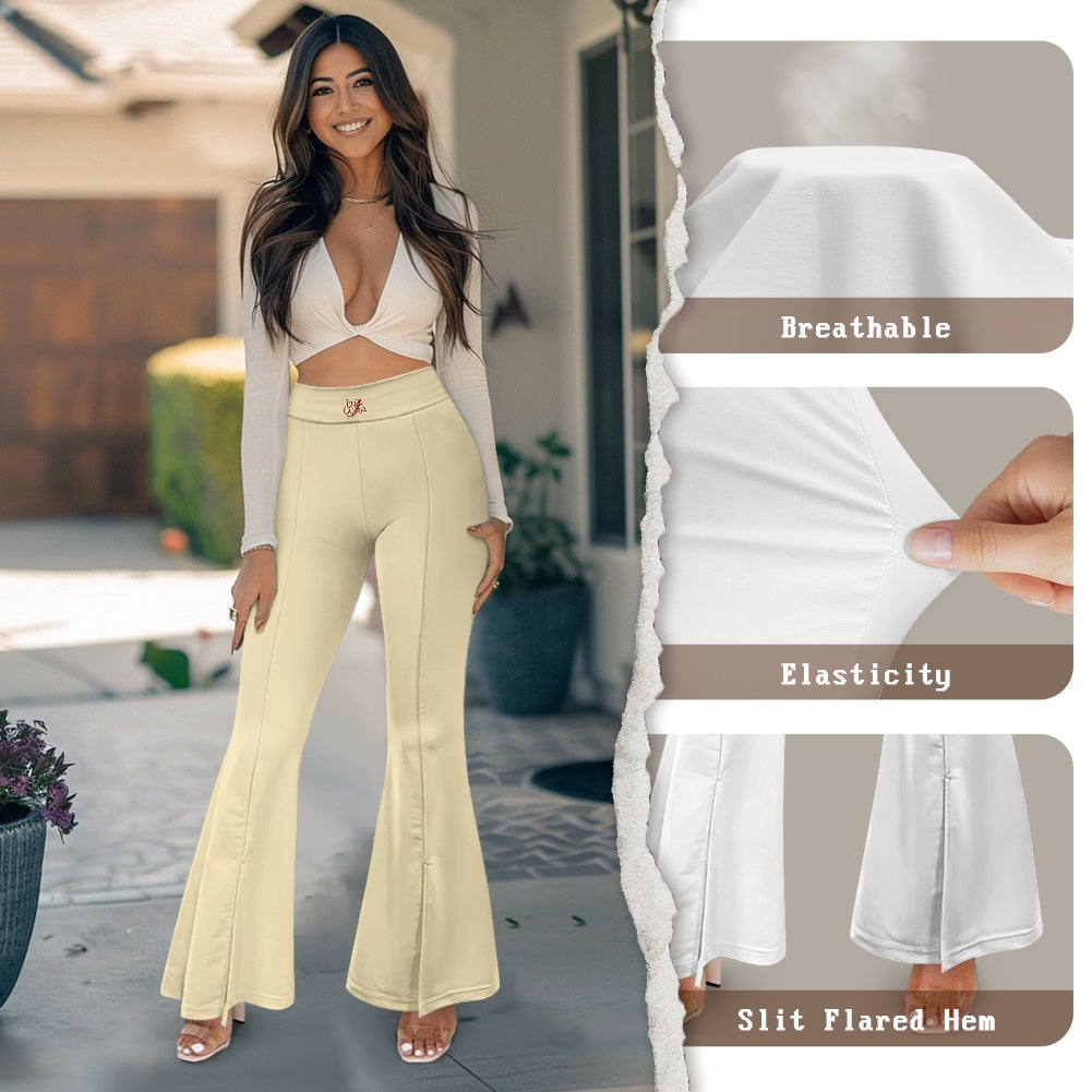 Pantalon évasé femme – Taille haute avec fente élégante Luma Gorria vêtement  pantalon femme Luma Gorria vêtement