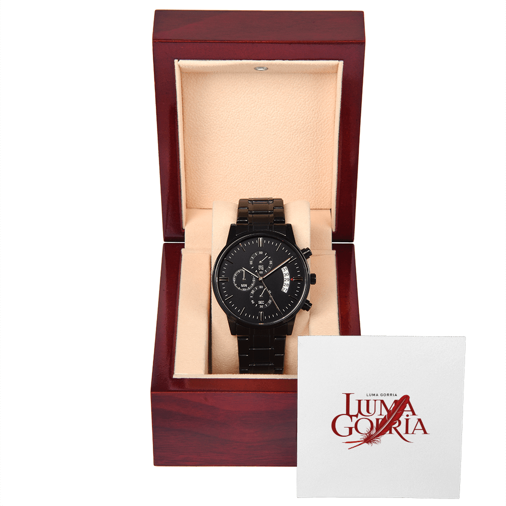 ⌚ Montre chronographe noire pour homme – Élégance, puissance et précision